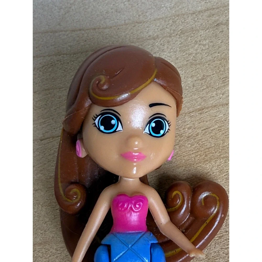 Splashings Miniature Mermaid Doll Brown Hair Blue Removable Tail Pink Top Toy